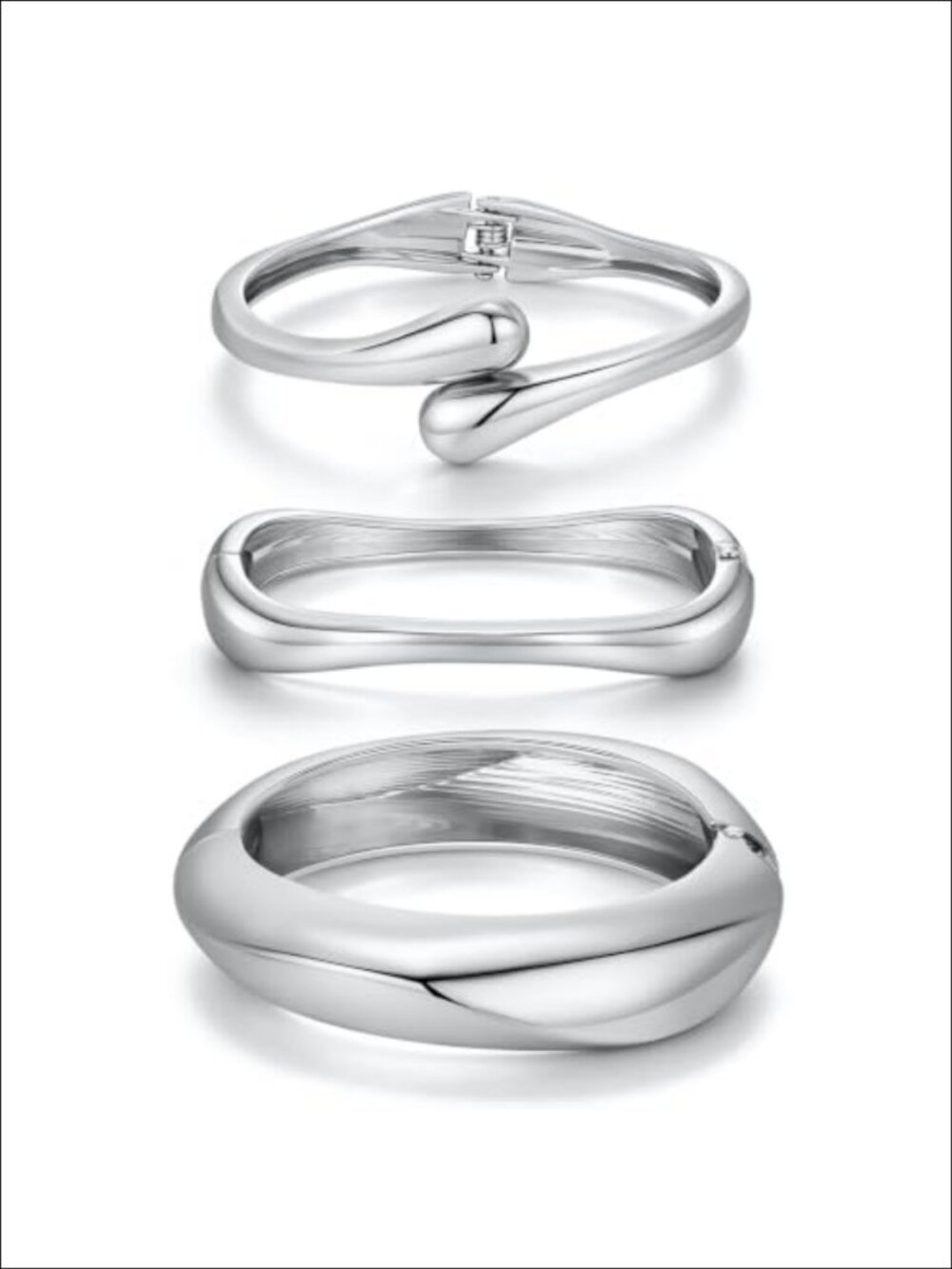14K Gold Plated Cuff Bracelets Stackable Bangle Set
